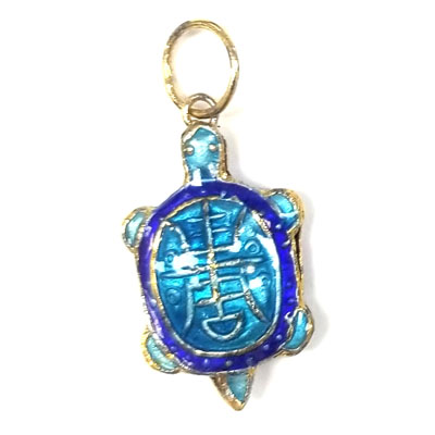 ENAMEL TURTLE 16X24MM TURQUOISE